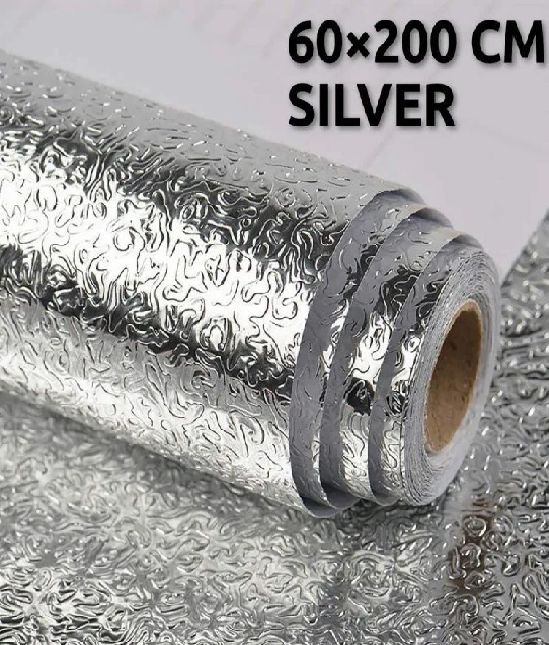 CM Foil Sheet Silver Aluminium Foil Sheet Kitchen Waterproof Self-Adhesive (Silver)  60 x 200 cm