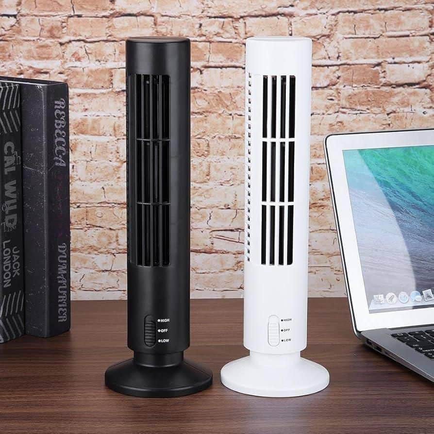 Portable USB Air Conditioner Mini Vertical Bladeless Fan Summer Air Cooler For Home Office Travel Cooling Tower Fan, 3 Wind Speed Desktop Air Conditioner Fan