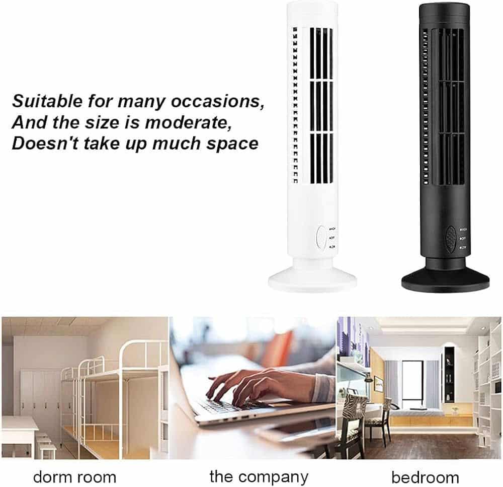 Portable USB Air Conditioner Mini Vertical Bladeless Fan Summer Air Cooler For Home Office Travel Cooling Tower Fan, 3 Wind Speed Desktop Air Conditioner Fan - Image 3