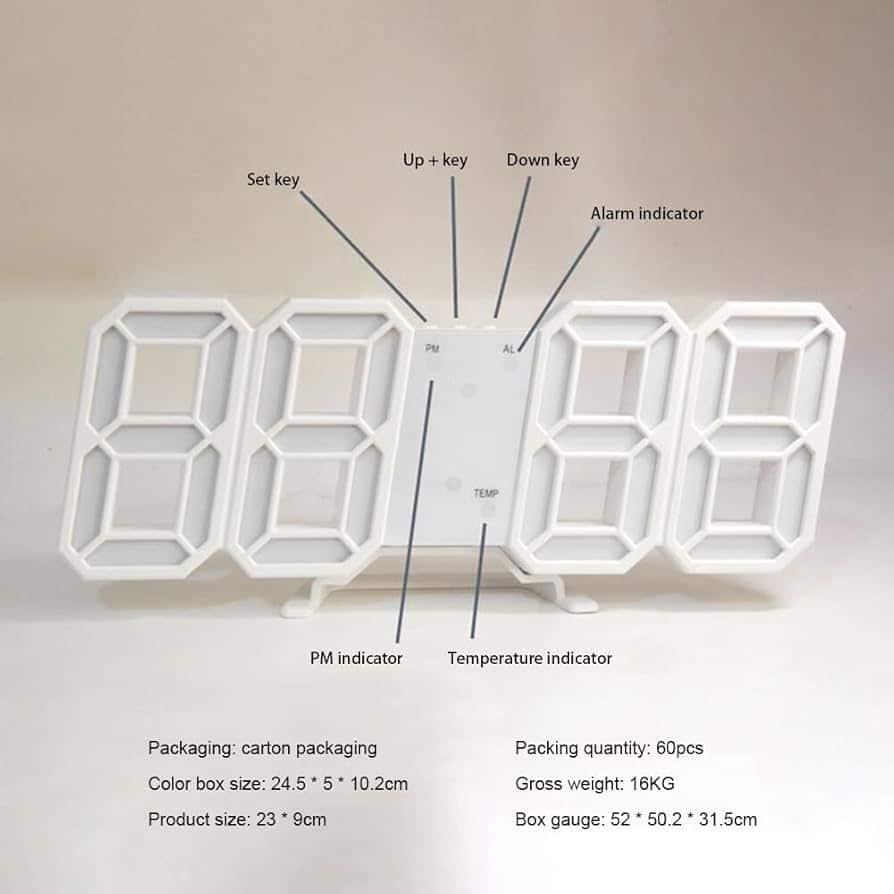 3D LED Digital Wall Clock - Image 2