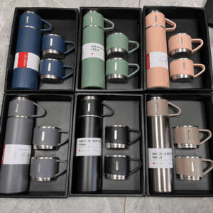Stainless Steel Vacuum Flask Set 500ml Double Wall Thermos Set Vacuum Flask Gift Set With Double Lids