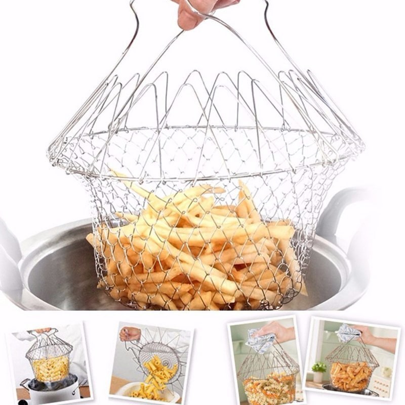 Chef Basket Kitchen Fry Basket Stainless Steel Frying Basket - Image 2