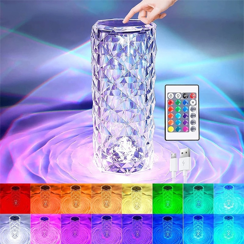 16 Color Daimond Crystal Lamp With Remote LED Crystal Table Lamp (L) - Image 2