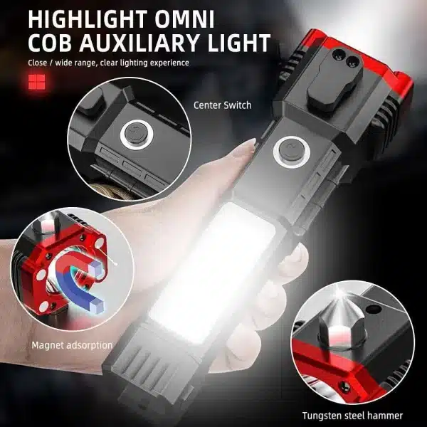 High-power Led Flashlight  Rechargeable And Multifunctional For Your Lighting Needs