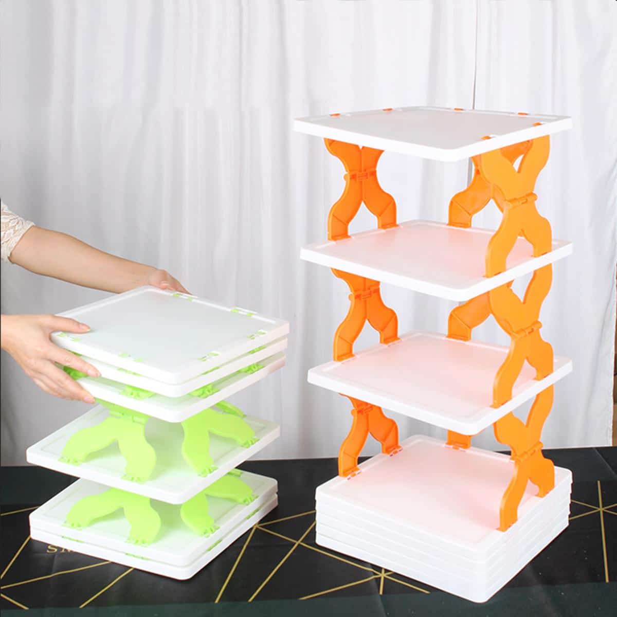 4 Layer X Shap Stackable Shoe Rack Shoe Stand Support Home Door Entrance Shoes Rack Space Saving Cabinet Shoe Storage Organizer - Image 2