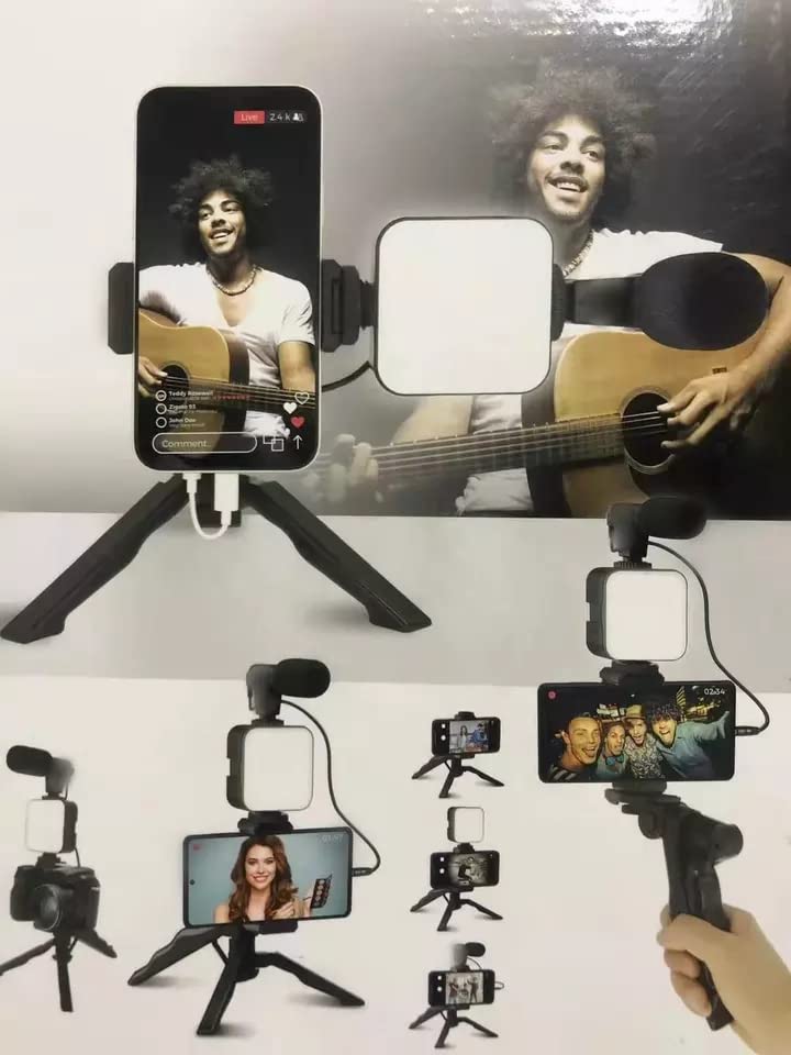 Vlogging Kit Accessories for Mobile Phone DSLR Camera Video Recording with Tripod Shoot Mic 360 LED Remote Selfie Light for Live Streaming Short Film - Image 2
