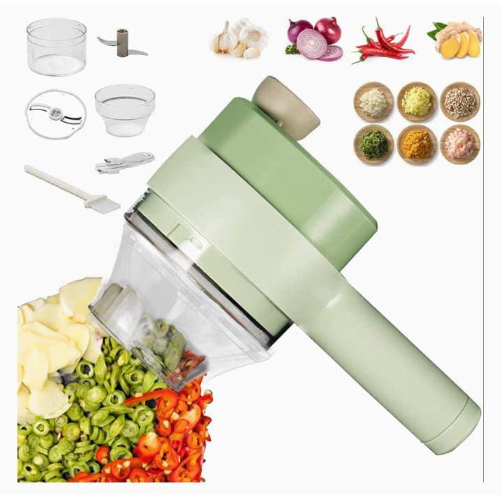 4 in 1 Electric Handheld Cooking Hammer Vegetable Cutter Set Electric Food Chopper Multifunction Vegetable Fruit Slicer - Image 4