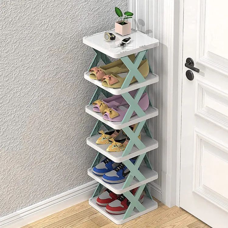 6 Layer X Shap Stackable Shoe Rack Shoe Stand Support Home Door Entrance Shoes Rack Space Saving Cabinet Shoe Storage Organizer - Image 2