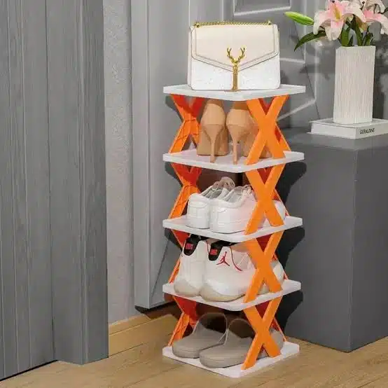5 Layer X Shap Stackable Shoe Rack Shoe Stand Support Home Door Entrance Shoes Rack Space Saving Cabinet Shoe Storage Organizer - Image 2