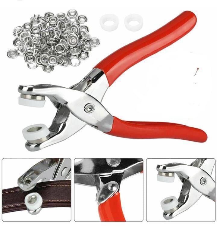 Metal button piler with buttons