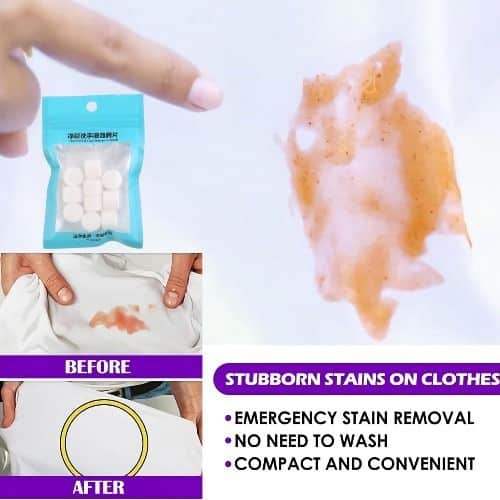 10pcs Effervescent Clothes Stain Remover Tablets – Powerful Laundry Cleaning Solution for Yellowing, Oil, Grease, Sweat & Tough Stains - Image 2