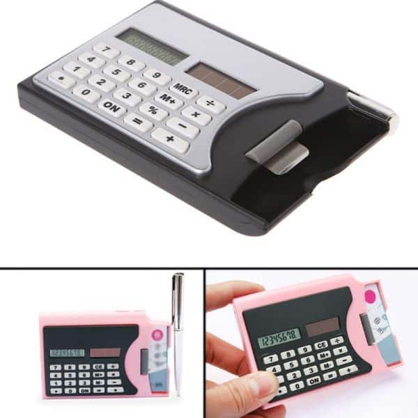 3-In-1 Portable 8-Digit Solar Calculator Business Card Holder with Ball-Point Pen - Image 5