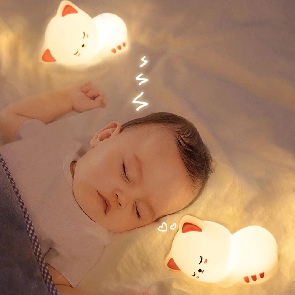 Lovely Cat USB Rechargeable Silicone LED Night Light