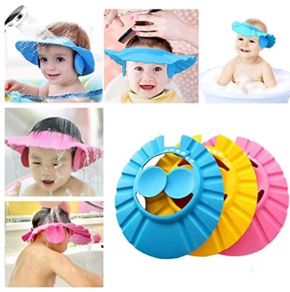 Adjustable Baby Shower Cap With Ear Protector (random Color) - Image 3
