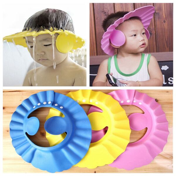 Adjustable Baby Shower Cap With Ear Protector (random Color) - Image 2