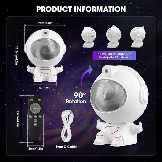 Astronaut Star Projector, Kids Night Light, Nebula Projector Light. Galaxy Bedroom Projector - Image 4