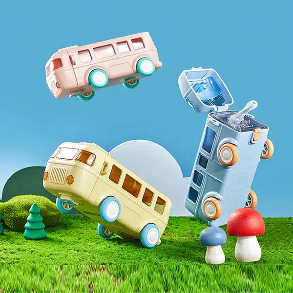 Bus Shape School Water Bottle With Strap 500 Ml (random Color) - Image 2