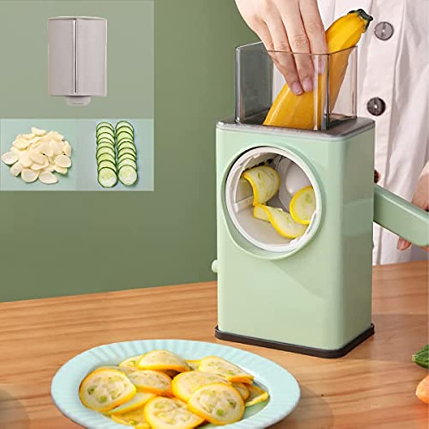 Multifunctional Rotary Vegetable Cutter 3 In 1 Manual Vegetable Slicer Rotary Cheese Grater Shredder Potato Chopper Carrot Cutter Peeler Maker - Image 2