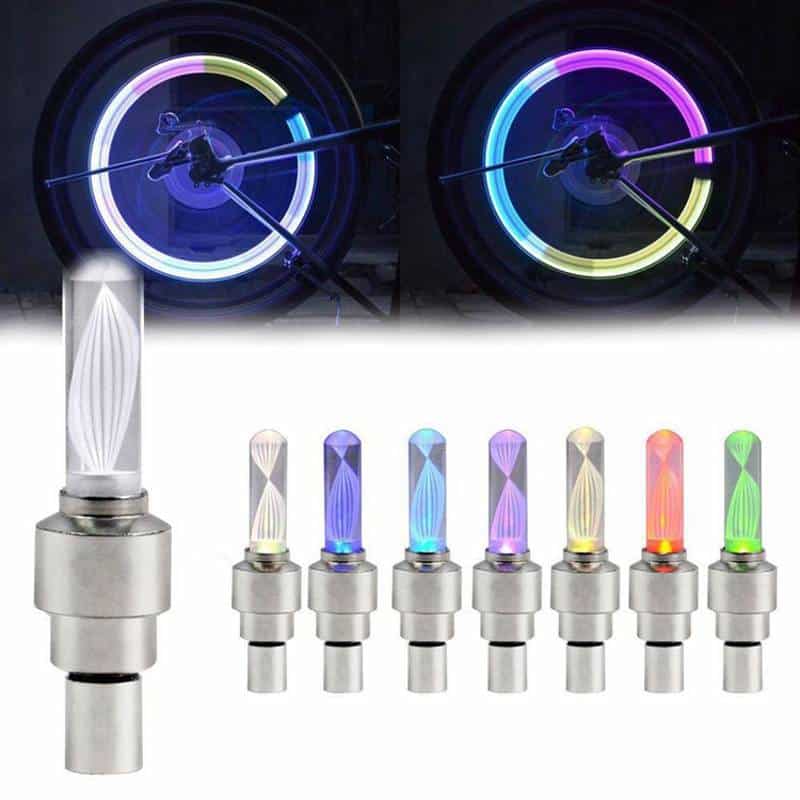 Motion activated glow bike flashlight car motorcycle tire valve caps wheel light - Image 2