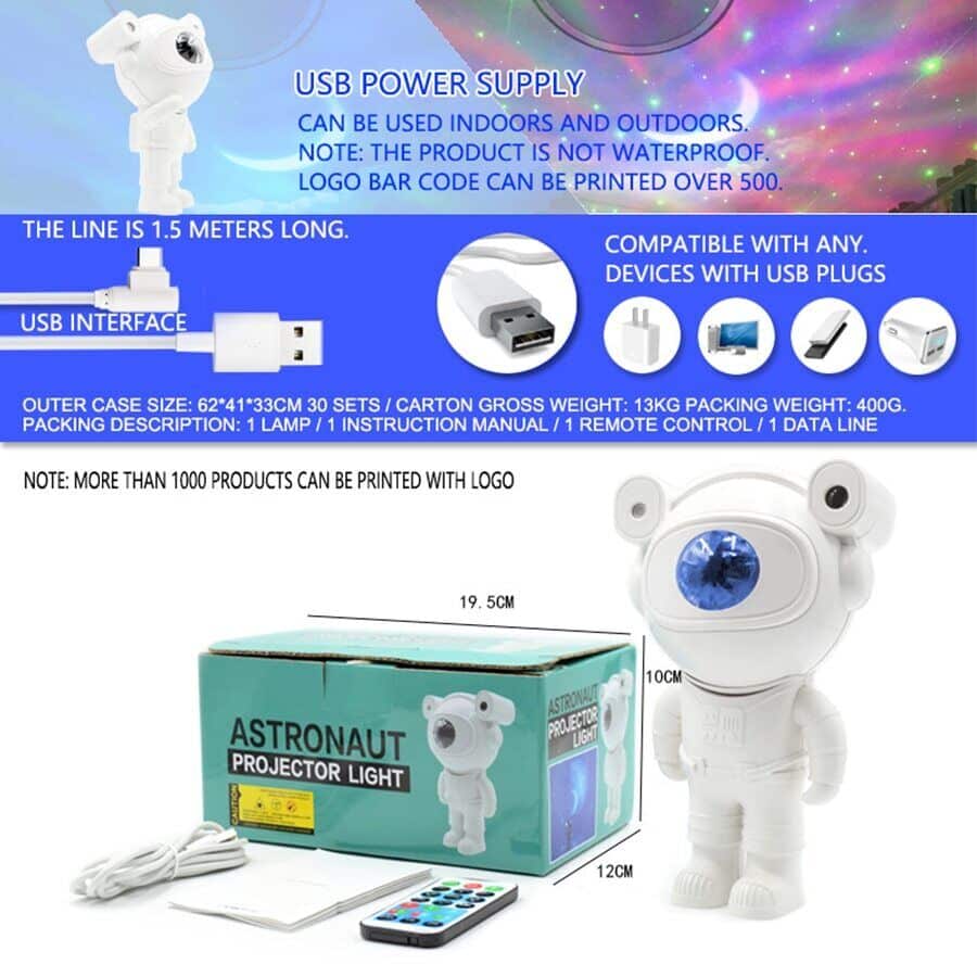 Astronaut Galaxy Projector Lamp Starry Star Bluetooth Music Night Light With Remote (Big) - Image 6
