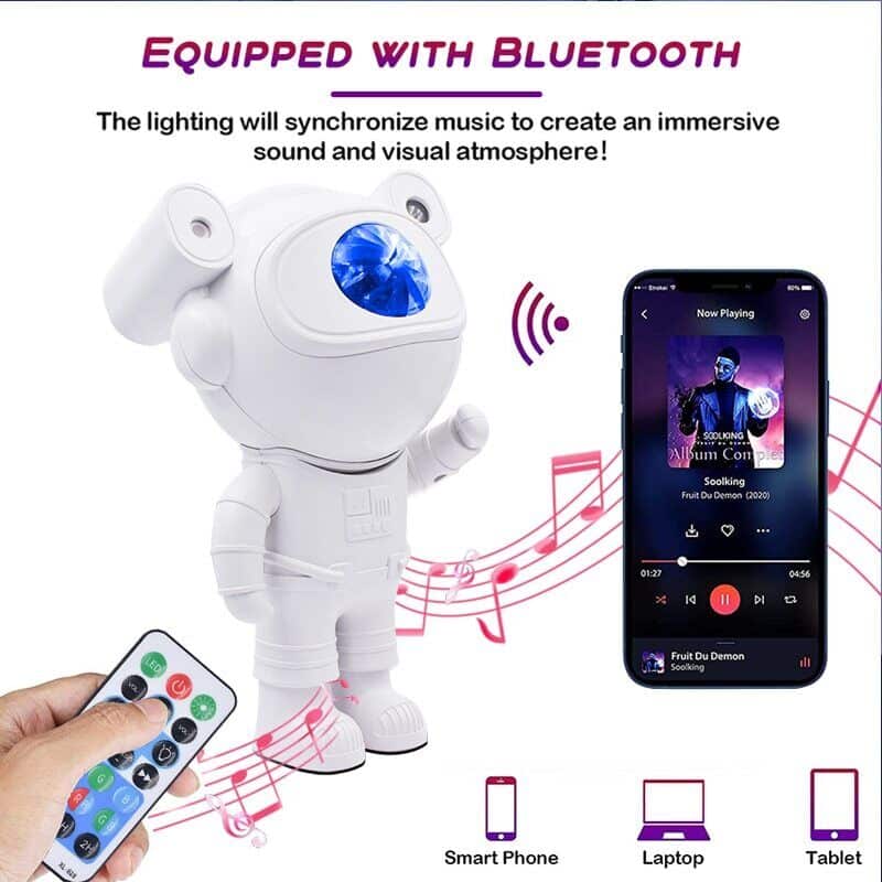 Astronaut Galaxy Projector Lamp Starry Star Bluetooth Music Night Light With Remote (Big) - Image 7